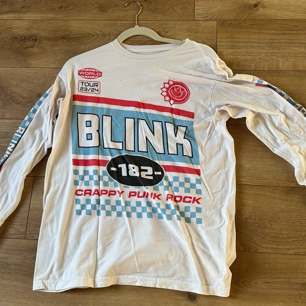White Long Sleeve BLINK 182 Long sleeved Merchandise from 2023-2024 World Tour